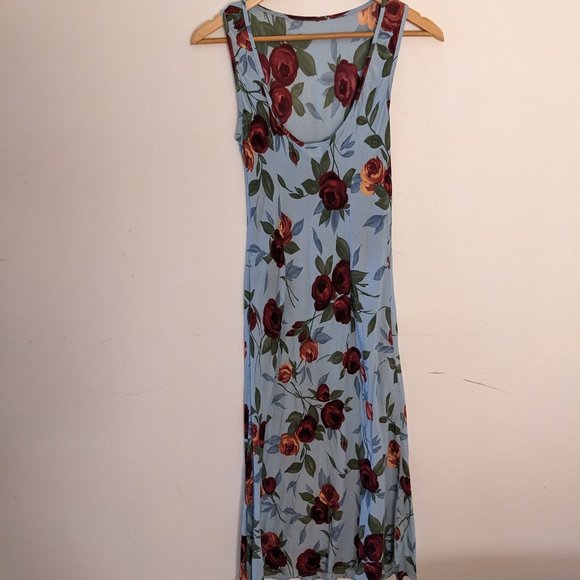 Tessuto - Blue and Red Floral Midi Dress - Picture 2 of 6